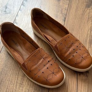 Cobb Hill by New Balance Tan Leather Laser-Cut Slip-On Flats